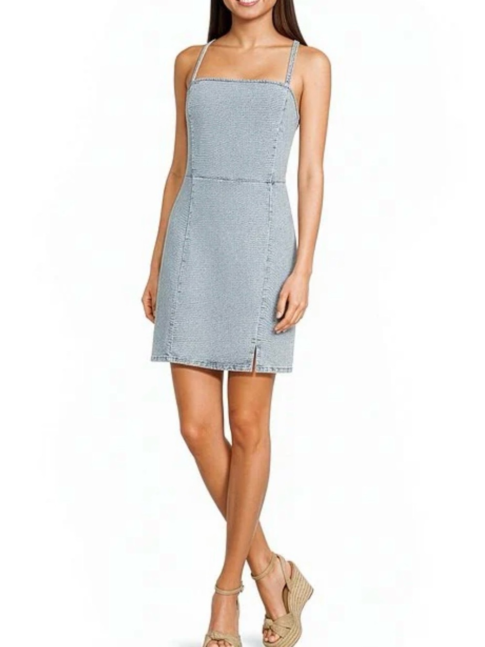 GB Lace-Up Tie Back Denim Mini Dress